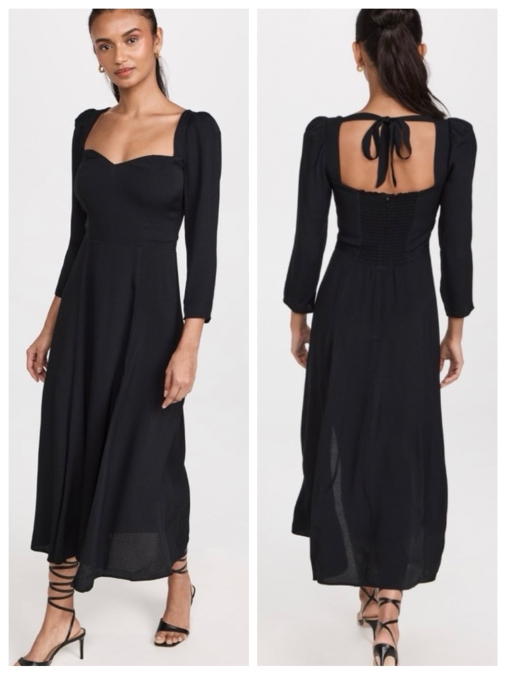 REFORMATION Mara Midi Dress in Black, Sz 6